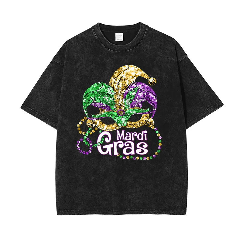 

Футболка унисекс с принтом «Марди Гра», хлопок, эффект кислотной стирки, эксклюзивный графический дизайн, крутая уличная одежда, мужские футболки больших размеров