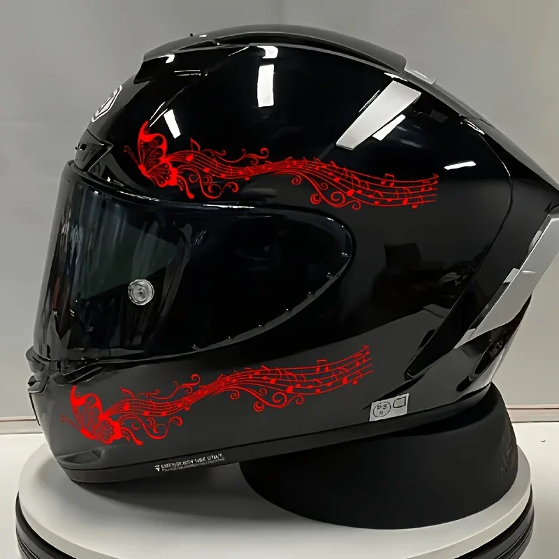 مجموعة واحدة من ملصقات فنية للملاحظات الموسيقية والفراشة - ديكور مميز لخوذة الدراجة النارية للسيارة