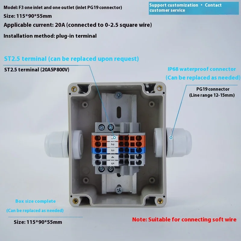 ST Spring Junction Box TB Plug-in Terminal Set Outdoor Wasserdichte Junction Box Box Terminal Kunststoff Junction Box