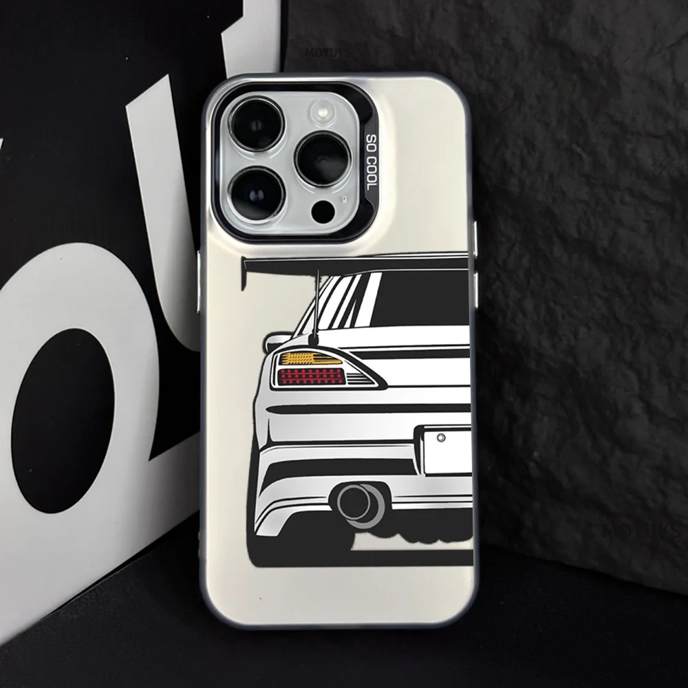 

Cool JDM Car Phone Case IMD Color Silver Shell For IPhone 16 15 14 13 12 Pro Max Plus