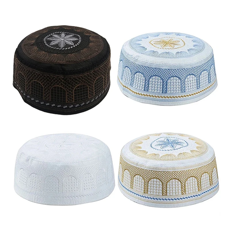 New Cotton Embroidery Arab Men Prayer Islamic Jewish India Caps Muslim Hats Turban Men Hijab Headscarf Cap