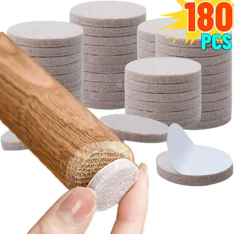 Almohadillas de fieltro autoadhesivas para patas de silla, protectores de suelo para muebles, cubiertas de patas de mesa, almohadillas antideslizantes de fondo redondo, 180 piezas