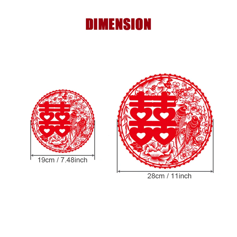 20pcs Chinese Traditional Wedding Decoration Red Hi Words Static Stickers, Double Happiness Wall Windows Door Car Stickers