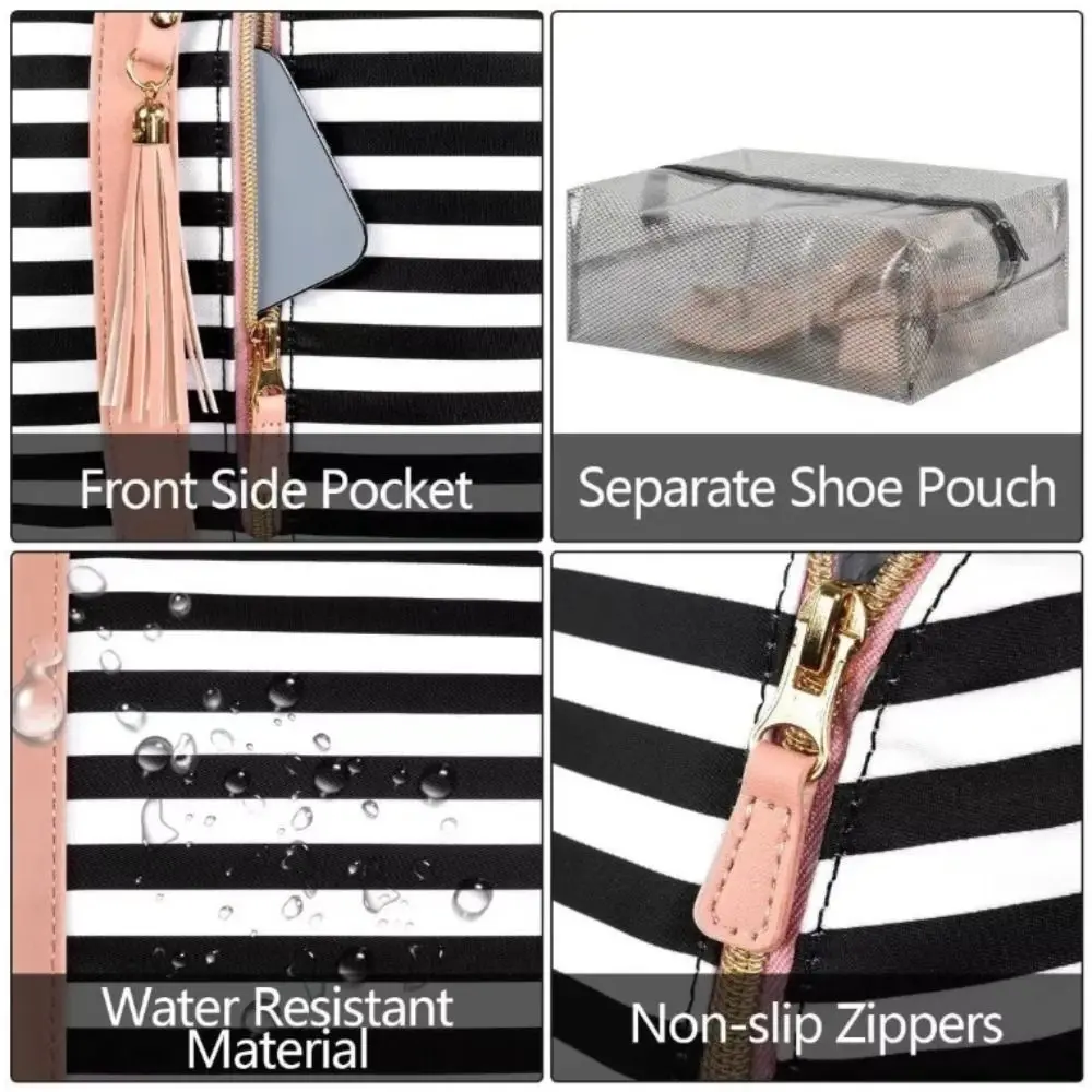 حقيبة سفر مخططة ذات سعة كبيرة 4 في 1 قابلة للتوسيع وقابلة للتحويل حقيبة ظهر قابلة للطي من مادة البولي يوريثان حقيبة ملابس للسفر