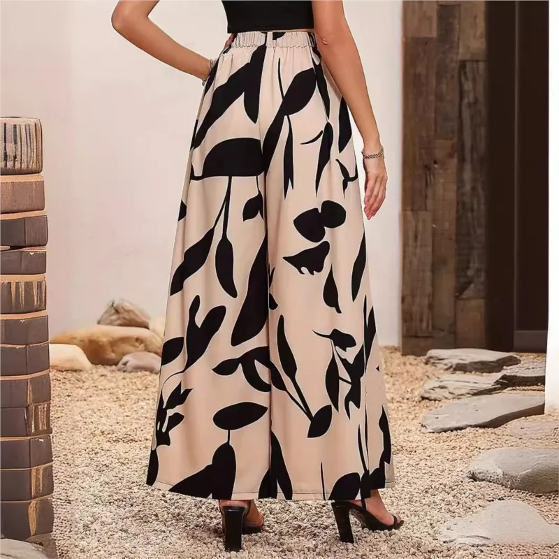 Women\'s Loose Wide Leg Pants Plus Size Geometric Print Full Body Print Fashion Elegant High Waisted Wide Leg Pant Women Clothing