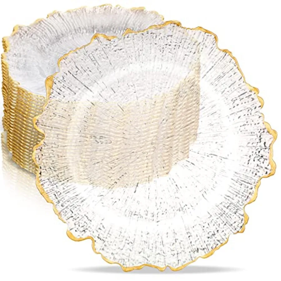 

25 упаковок 13-дюймовых зарядных тарелок, объемные пластиковые зарядные тарелки, круглые декоративные тарелки для дома, кухни, праздника, свадьбы, вечеринки, гусеницы