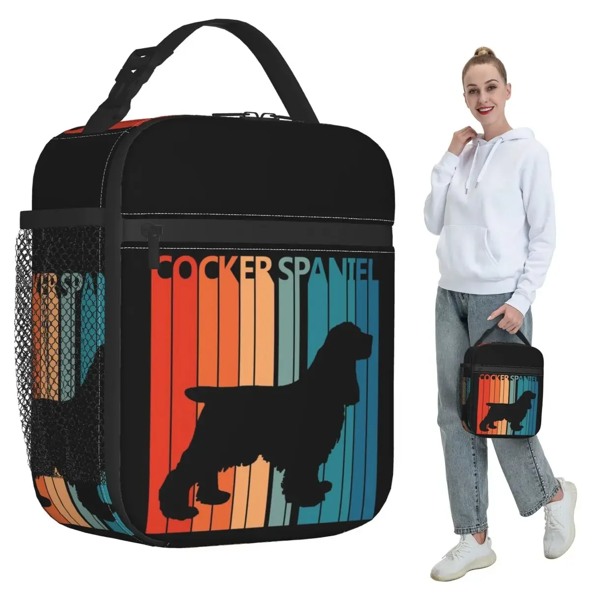Vintage Cocker Spaniel Owner Gift Insulated Lunch Bag for Kids School Cooler Thermal Food Box Tote Lunch Boxes Container