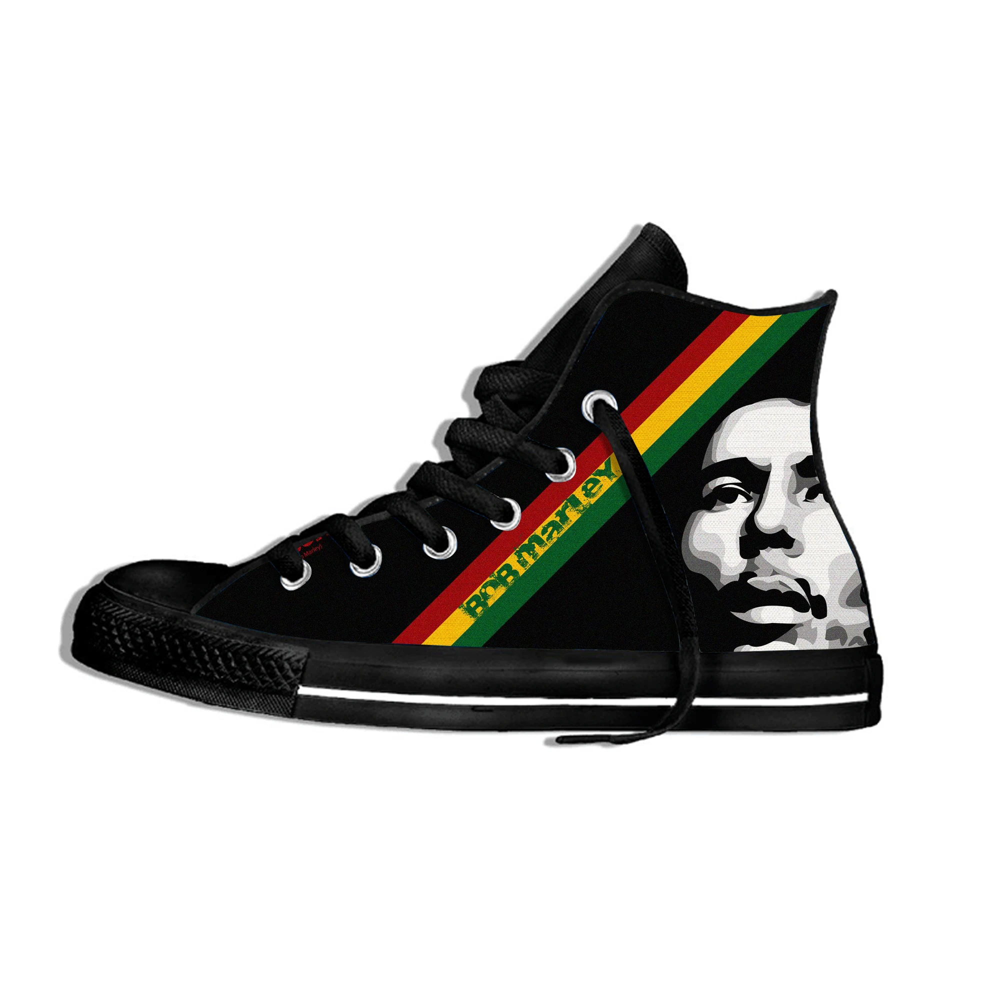 Hot Summer Legend Bob Marley Reggae Music Novelty Design Lightweight High Top Canvas Shoes Men Women Casual Breathable Sneakers