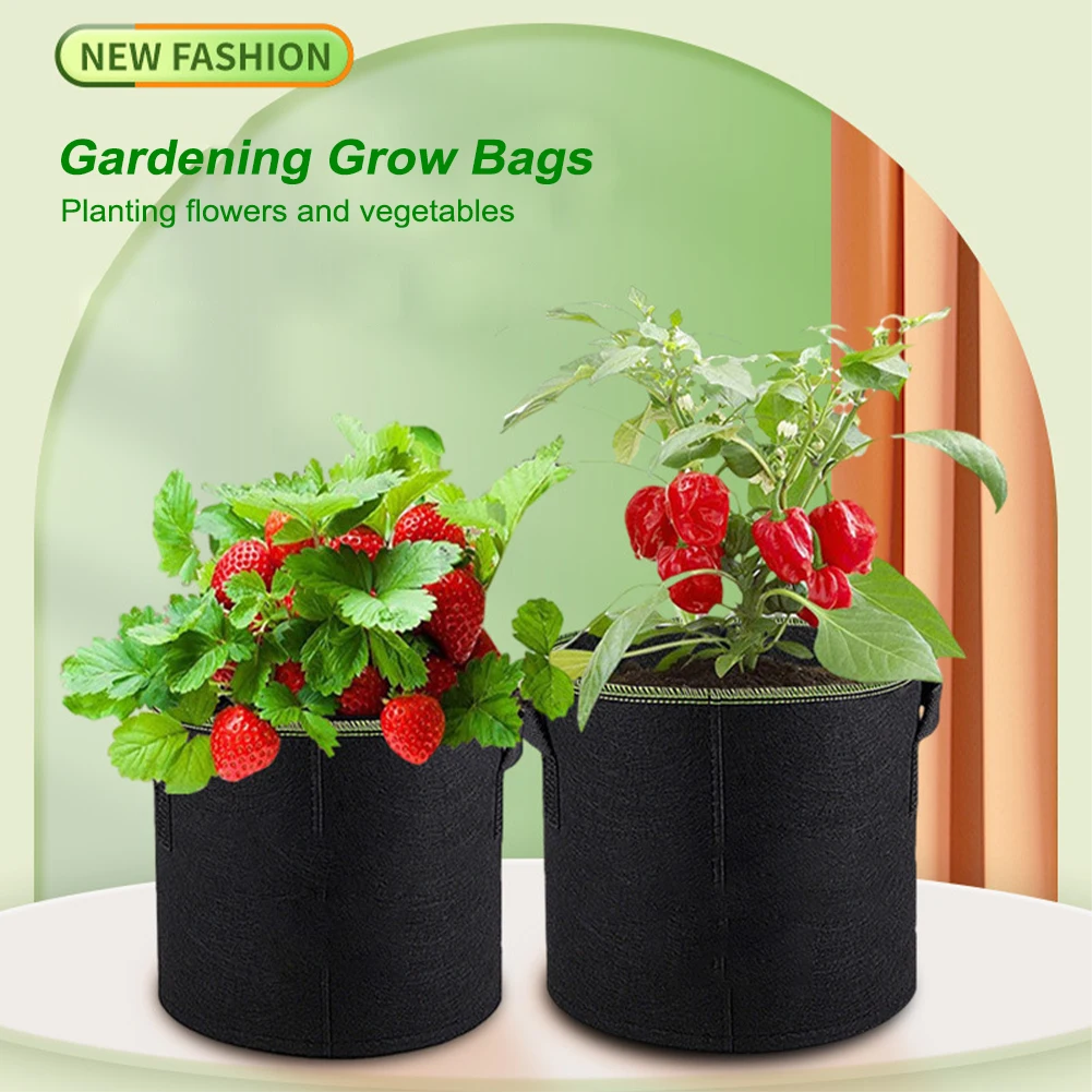 3/5/7/10 Gallon Fabric Plant Pots Grow Bags Breathable Plant Bag Gardening Tomato Strawberry Growing Planter Potato Planting Pot