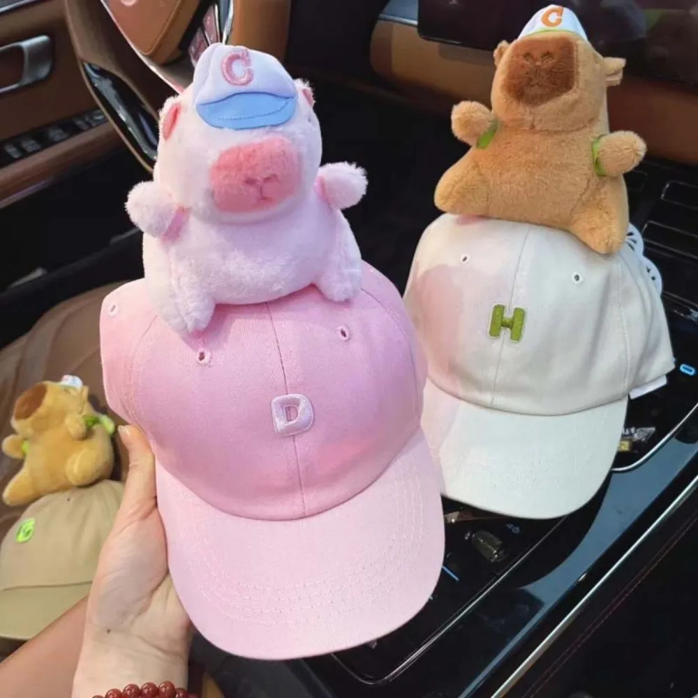 

Breathable Capybara Baseball Cap Embroidered Letters Adjustable Children Peaked Cap Cotton Korean Style Kids Sunscreen Hat