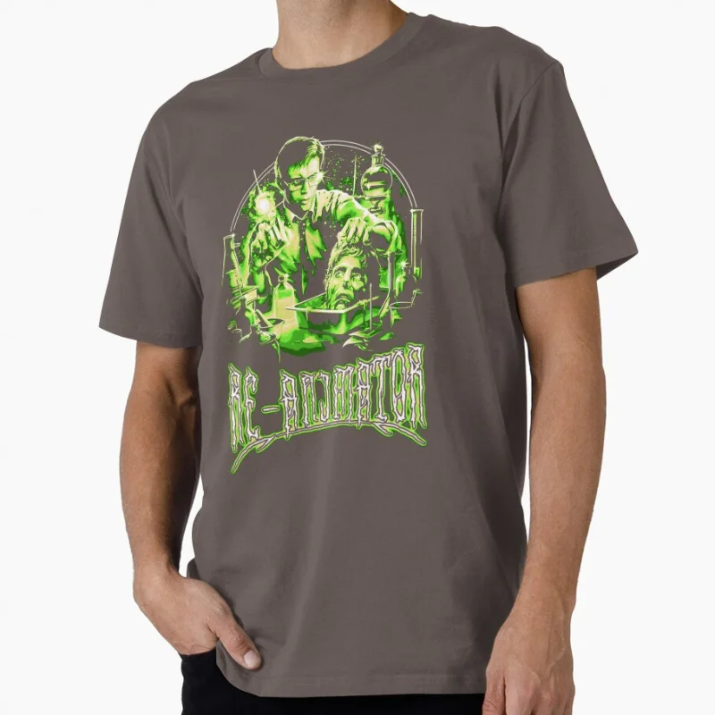 Hot Vintage Horror Movie 80s Re Animator 1985 Retro zombie Scary Halloween Gift T shirt for men Large size Tops printed clothes