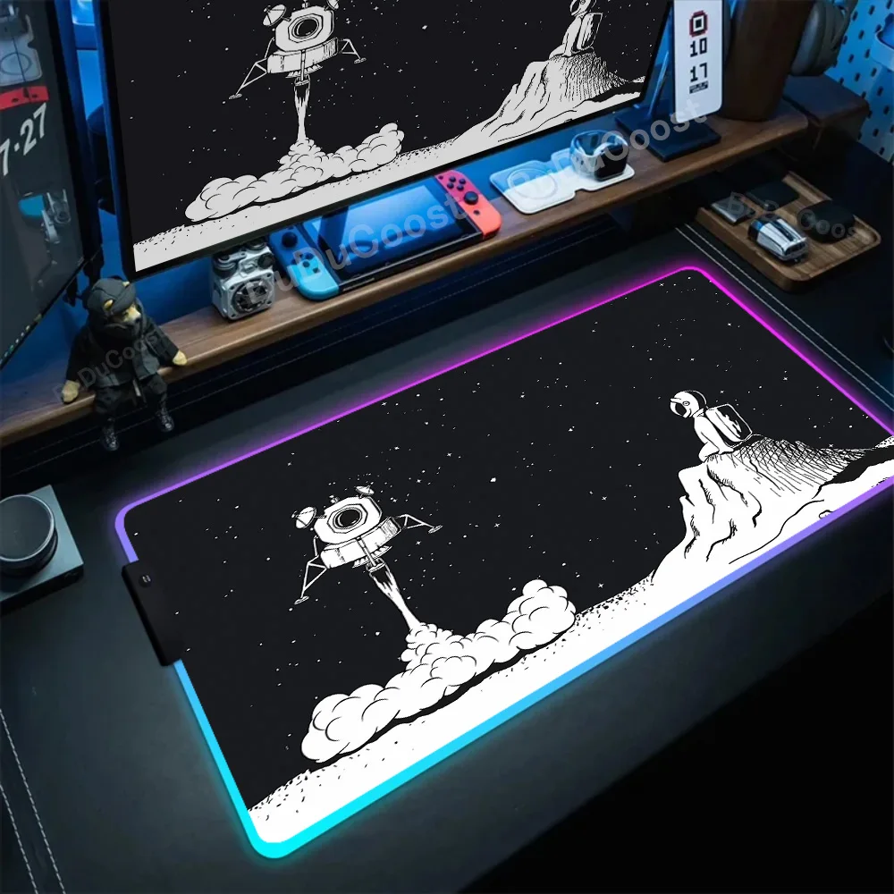 

Kawaii Anime Astronaut Keyboard Pad Luminous Desk Mat Backlit RGB Gaming Mousepad Space Table Pad LED Large Size Gamer Mouse Pad