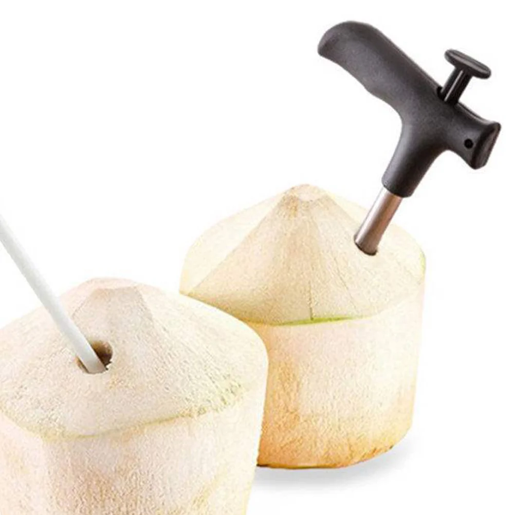

2 Pcs Stainless Steel Hole Opener Coconut Straw Puncher Pineapple Knife Opening Tool Convenient Maker for