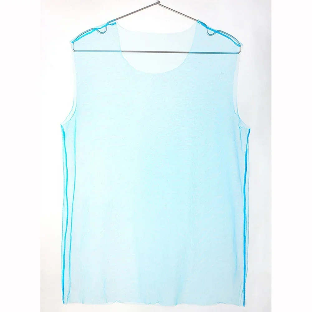 Brand New Men T-Shirt Vest See Through Sleeveless Solid Color T-Shirt Tank Top Breathable Clubwear Gym Mesh Party