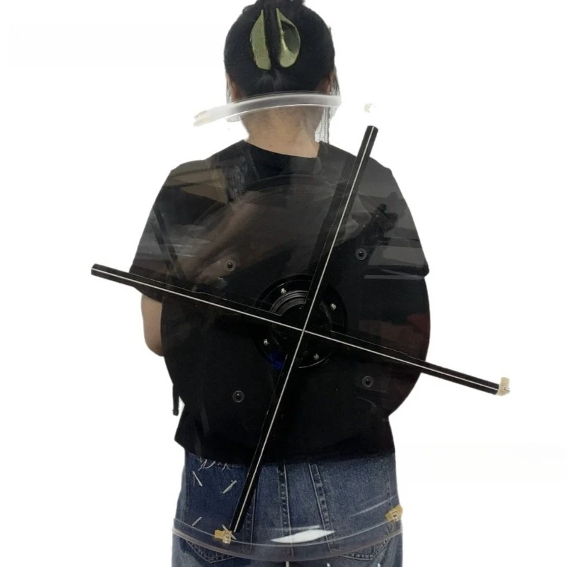3D holographic fan backpack advertising machine, transparent protective cover mobile