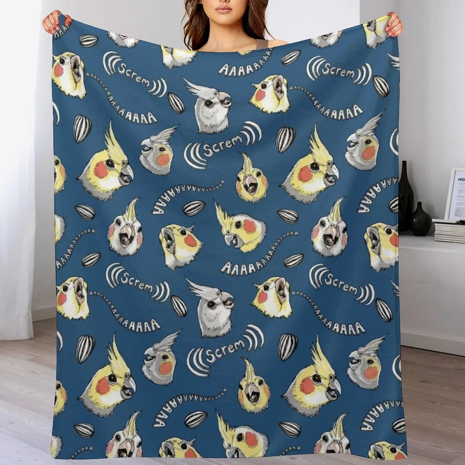 Cockatiel Screm Throw Blanket Soft Beds Blankets For Sofas Blankets