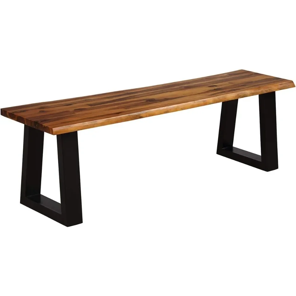 

Wooden Dining Bench Seating Chair Rustic Indoor &Outdoor Furniture (Rustic Brown&Black)