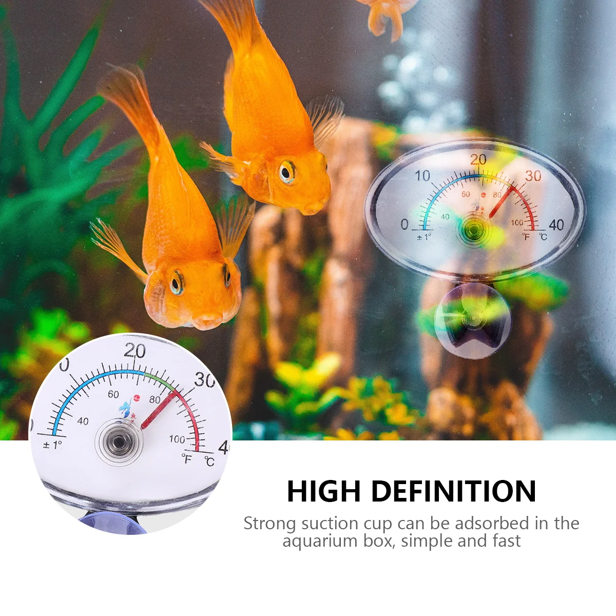 

4pcs Water Thermometer Aquarium Patch Fish Tank Thermometer Durable Suction Cup High Definition Compact Design Circle Sector