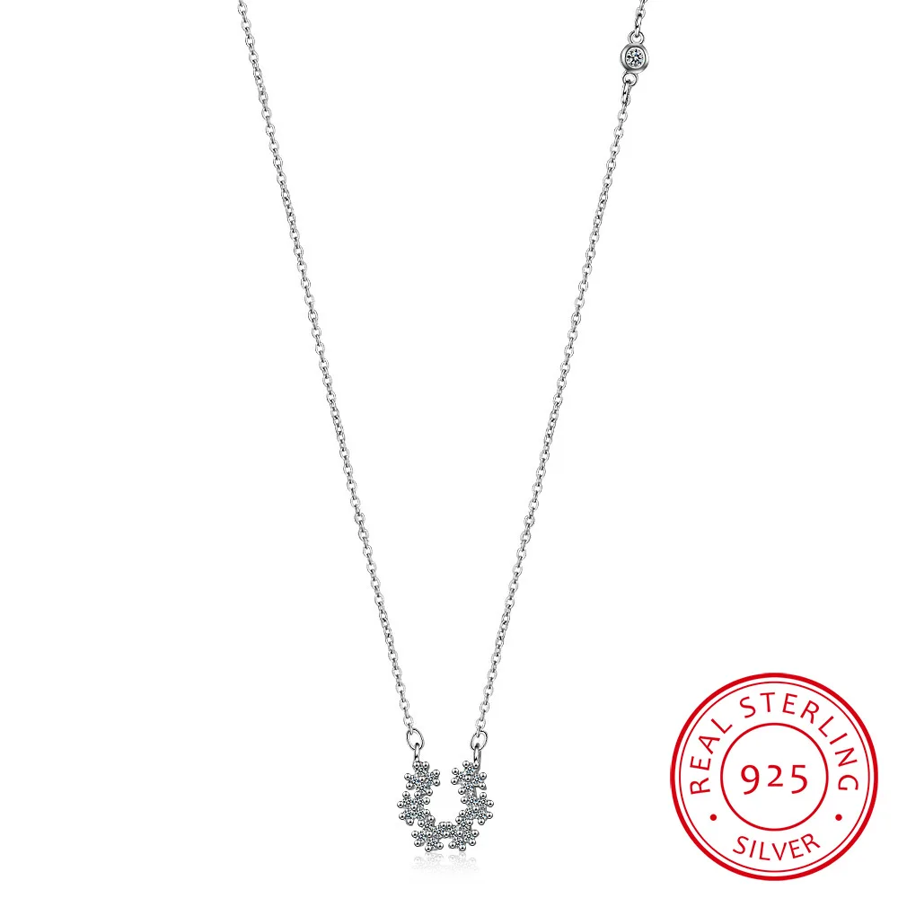 Tatlı Moda 925 Ayar Gümüş Çiçek Zirkonya Klavikula Zincir Kolye Collares Gerdanlık Kadınlar Için S-N341