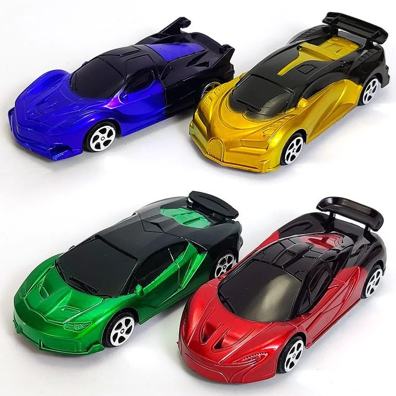 5 Stuks Kinderpuzzelspeelgoed Creatieve Simulatie Plastic Mini Snoepkleurige Coole Raceauto 'S Trekken Auto Speelgoedmodel Jongensgeschenken Terug