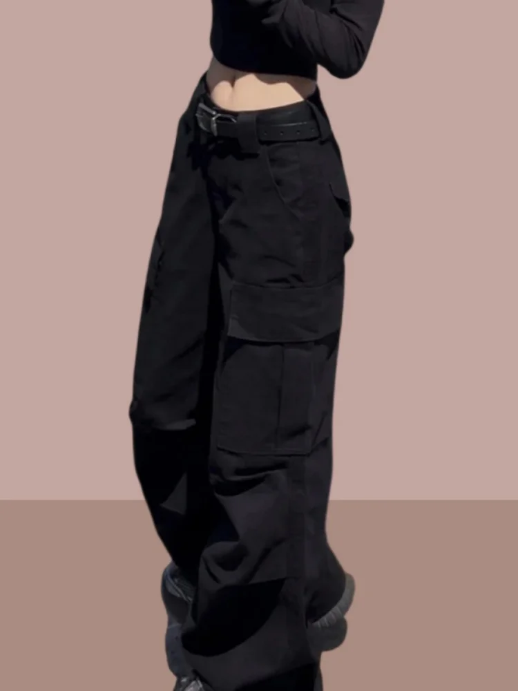 American Style Camouflage Workwear Jeans Women's High Waist Multi-Pocket Wide Leg Hiking Pants Autumn New Retro Commute Style