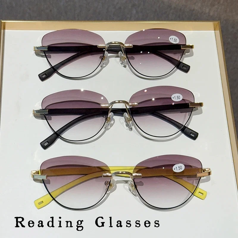 

New Trendy Sports Color Blocked Metal Frame Reading Glasses Anti Blue Light Fashionable High-definition Women's Reading Glasses