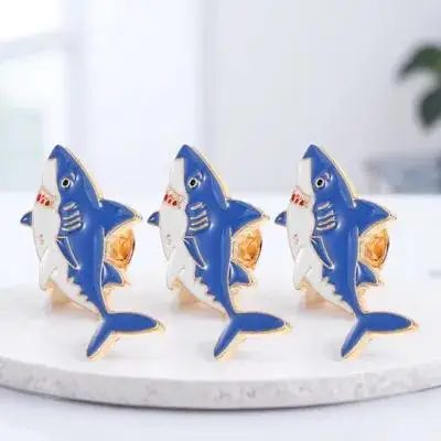

3pcs Shark Brooch Pins Cute Enamel Cartoon Design Durable Zinc Alloy Lapel Pin For Jacket Bag Hat Ocean Theme Accessories Marine