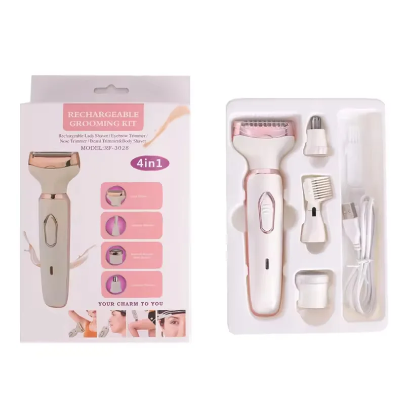 

Портативная аккумуляторная бритва для подмышек, бровей, носа, лица, электрическая Беспроводная Бритва для удаления волос 4 в 1 для женщин