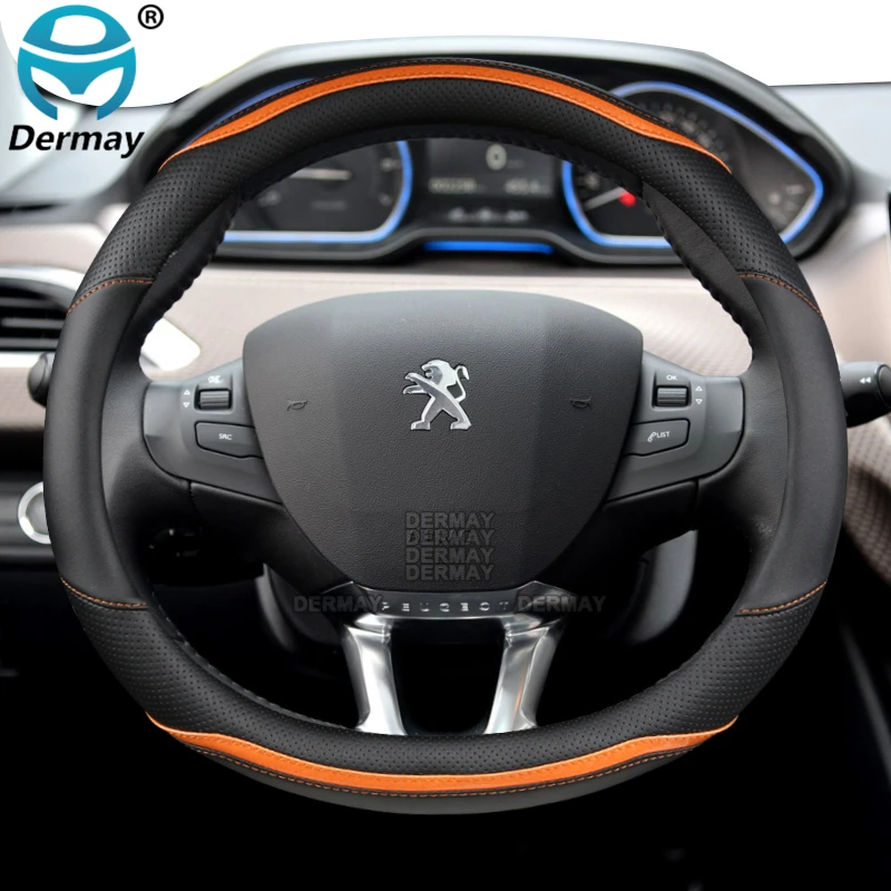 Car Steering Wheel Cover Carbon Fibre +Leather for Peugeot 208 2012~2018 Peugeot 308 2014~2021 2008 2013~2018 Auto Accessories