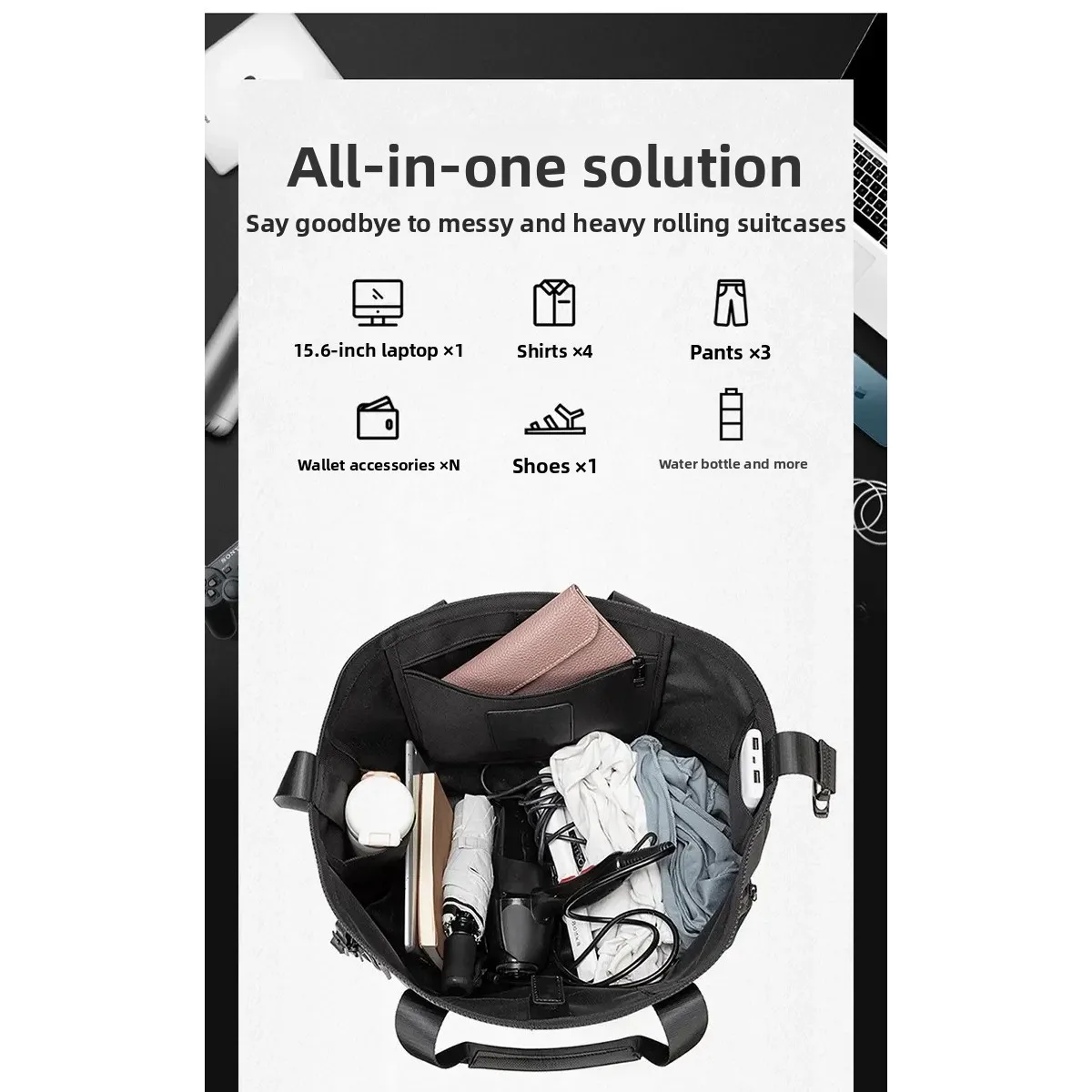 Apha3 Series Men's Handbag Ballistic Nylon Large Capacity Travel Bag Single Shoulder Bag Casual Shopping Bag Shape Pure Color view 4