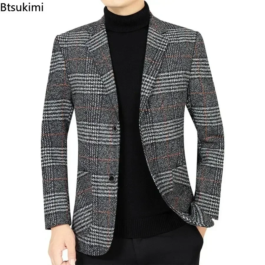 2024 Men\'s Fashion Blazer Jacket Suit England Style Plaid Business Causal Suits Men Clothing Conjuntos De Blazer Jacket Coat 4XL