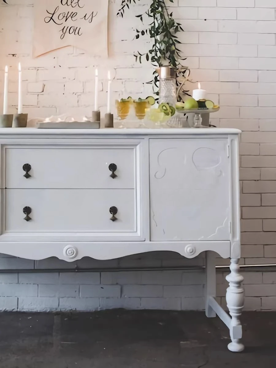 Light luxury high-end door cabinet retro solid wood dining side cabinet