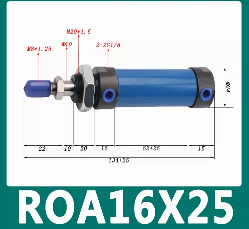 ROB Mini Hydraulic Cylinder Small Hydraulic Cylinder 16/20/25/32/40/63-25/50/150/200/300