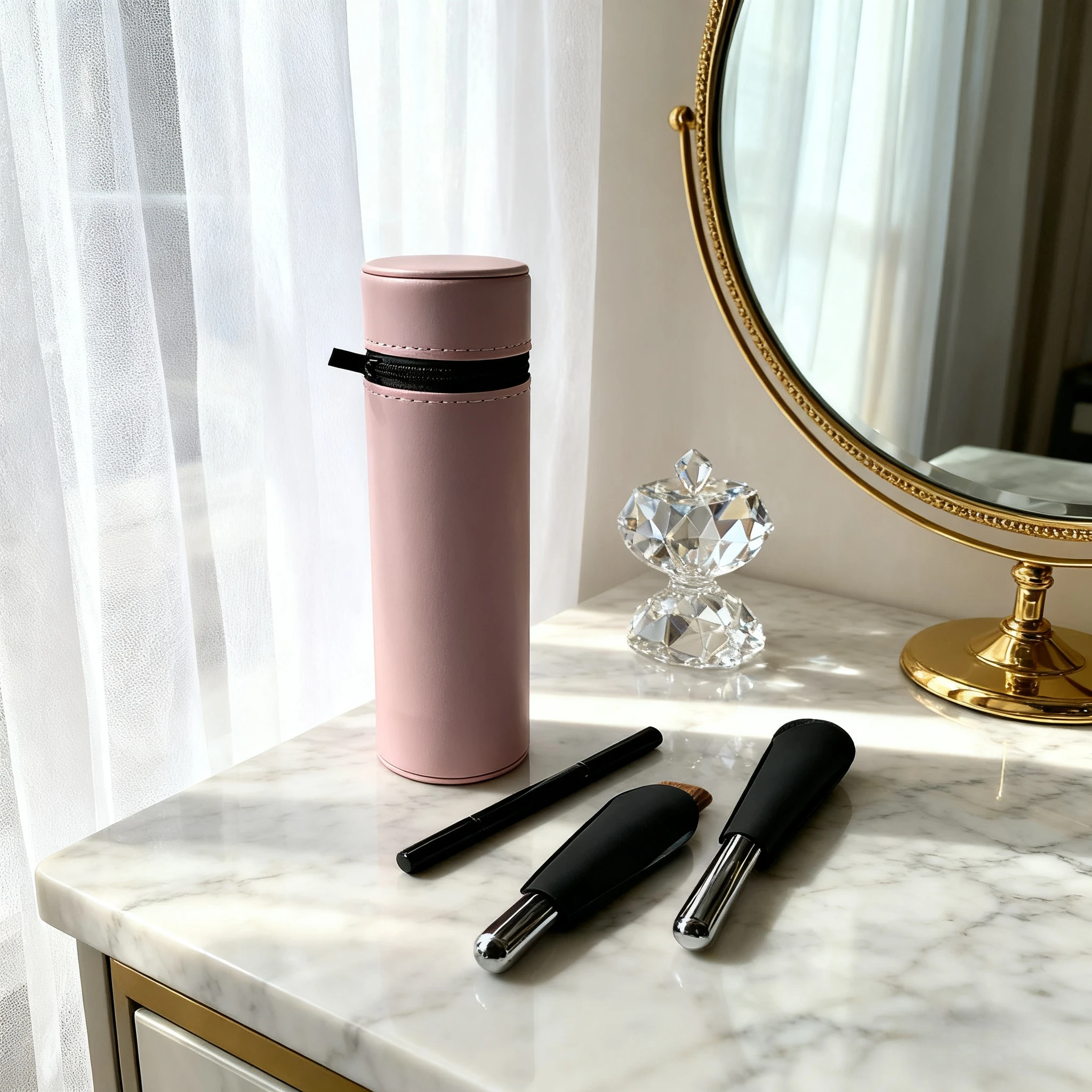 Reisetasche aus Kalbsleder, limitierte Auflage, Make-up-Pinsel-Set, luxuriöser Rougepinsel, Foundation-Pinsel mit doppeltem Verwendungszweck, Doppelkopf-Lidschattenpinsel