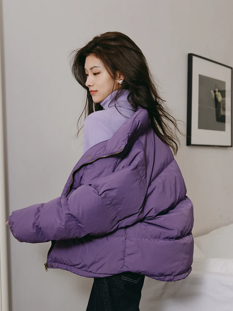 

Свободное утепленное ретро-пальто в стиле 90-х, белое, с наполнителем из пуха, короткое, фиолетовое, женское зимнее пальто в корейском стиле, прямого кроя, для повседневной носки, ветрозащитное