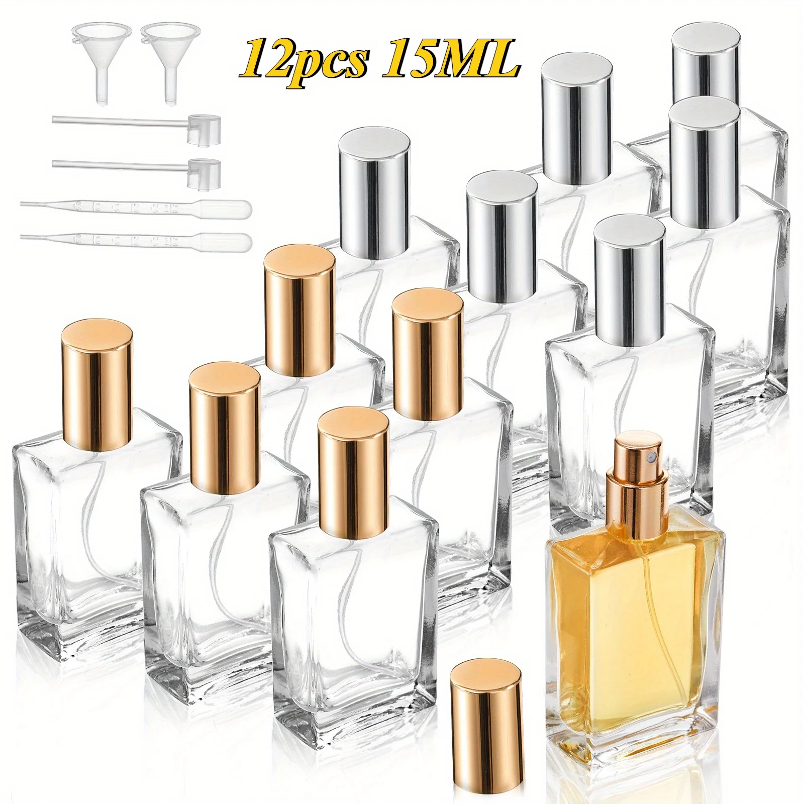 

6/12 шт. флакон для духов, пустой распылитель для духов, многоразовый с 3 аксессуарами, герметичный тонкий туман, высококачественная дорожная бутылка