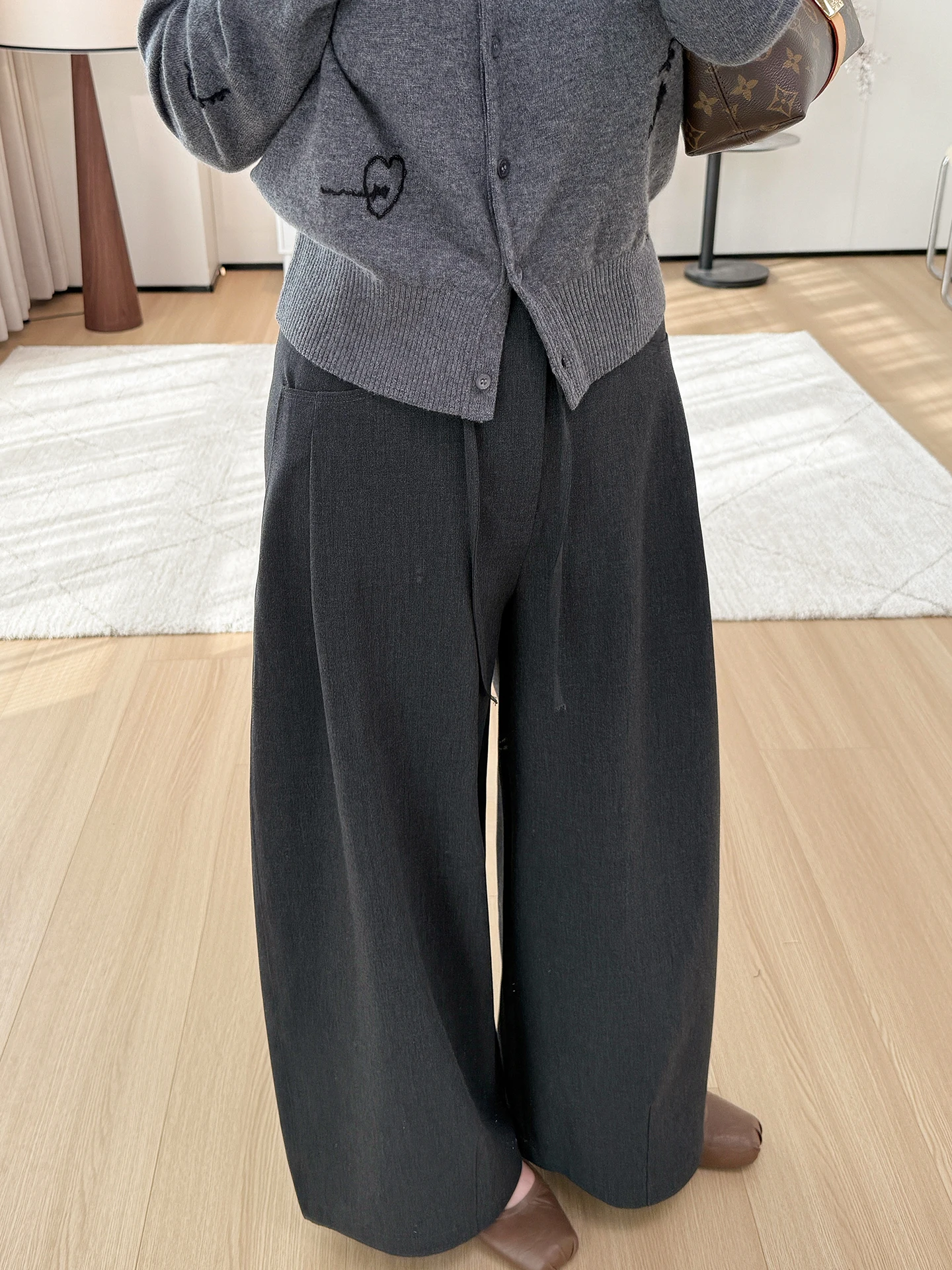 

Slimming ey High Waist Straight Leg Wide Leg Casual Pants Women's Faion Casual Trousers Cotton Blend Comfortable Fit