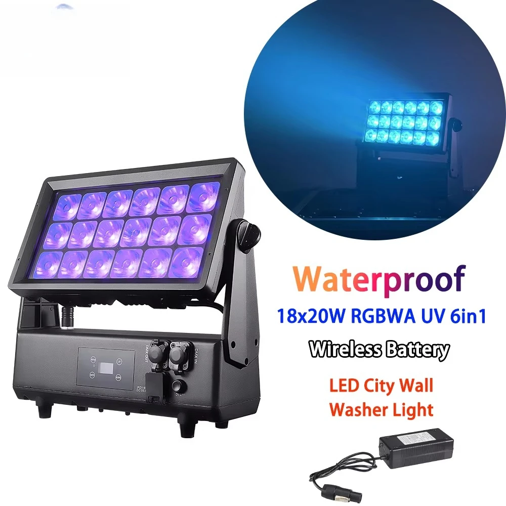 Waterproof 18x20W RGBWA UV 6in1 Disco Party Lights Battery Powered for Dj Wedding Events