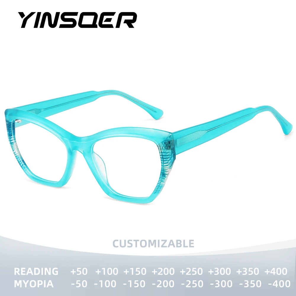

YINSQER модные мужские квадратные очки женские очки оправа оптические очки очки для чтения настраиваемые по рецепту
