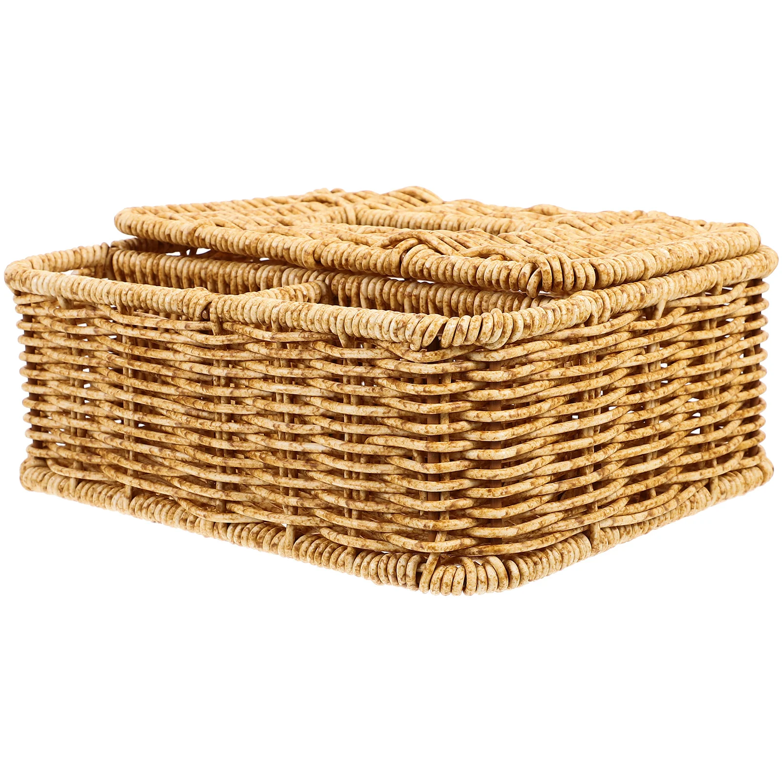 

Woven Remote Control Storage Tissue Box Rectangle Khaki Desktop Organizer Sturdy Holder for Napkins Brushes Pens Living