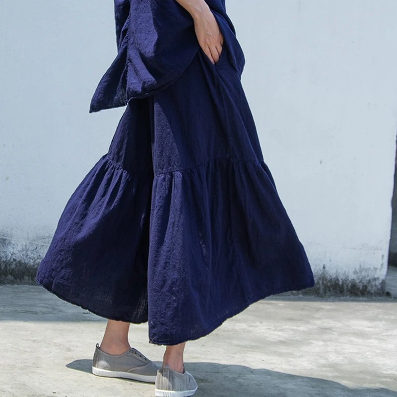 Hoge taille katoen linnen wijde pijpen broek dames nieuwe 2025, zomer vintage stijl effen kleur vrouwelijke enkellange casual broek M1537