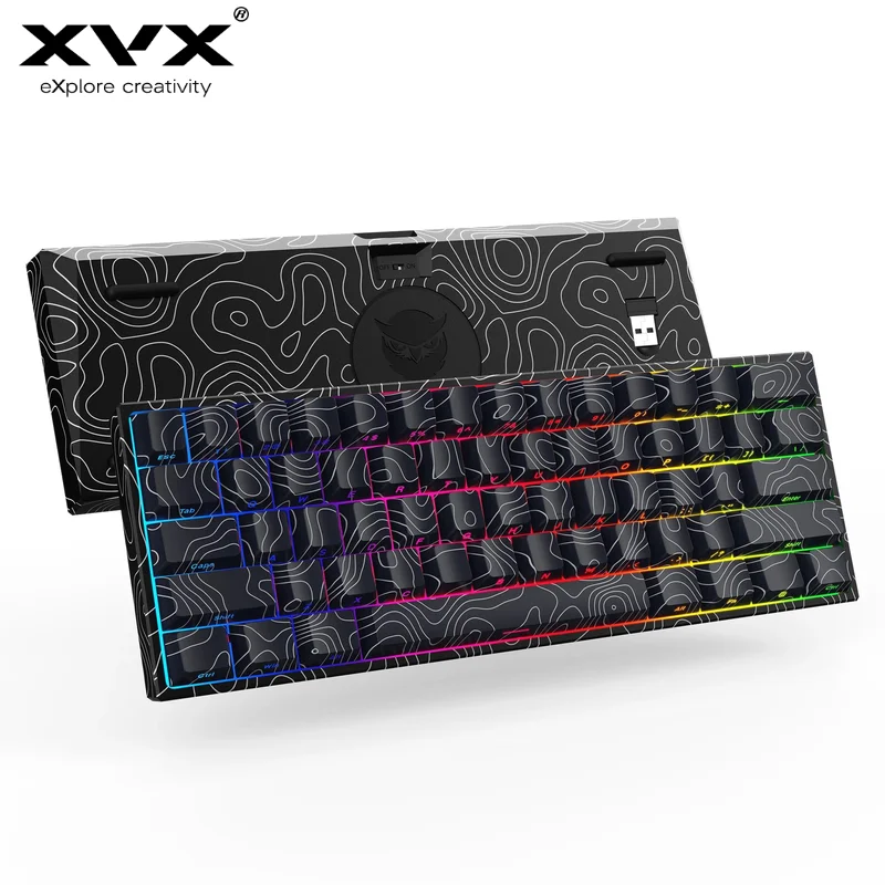 xvx m61 pro teclado mecanico sem fio bluetooth teclado de jogos de troca quente interruptor pre lubrificado teclado personalizado teclas pretas 01