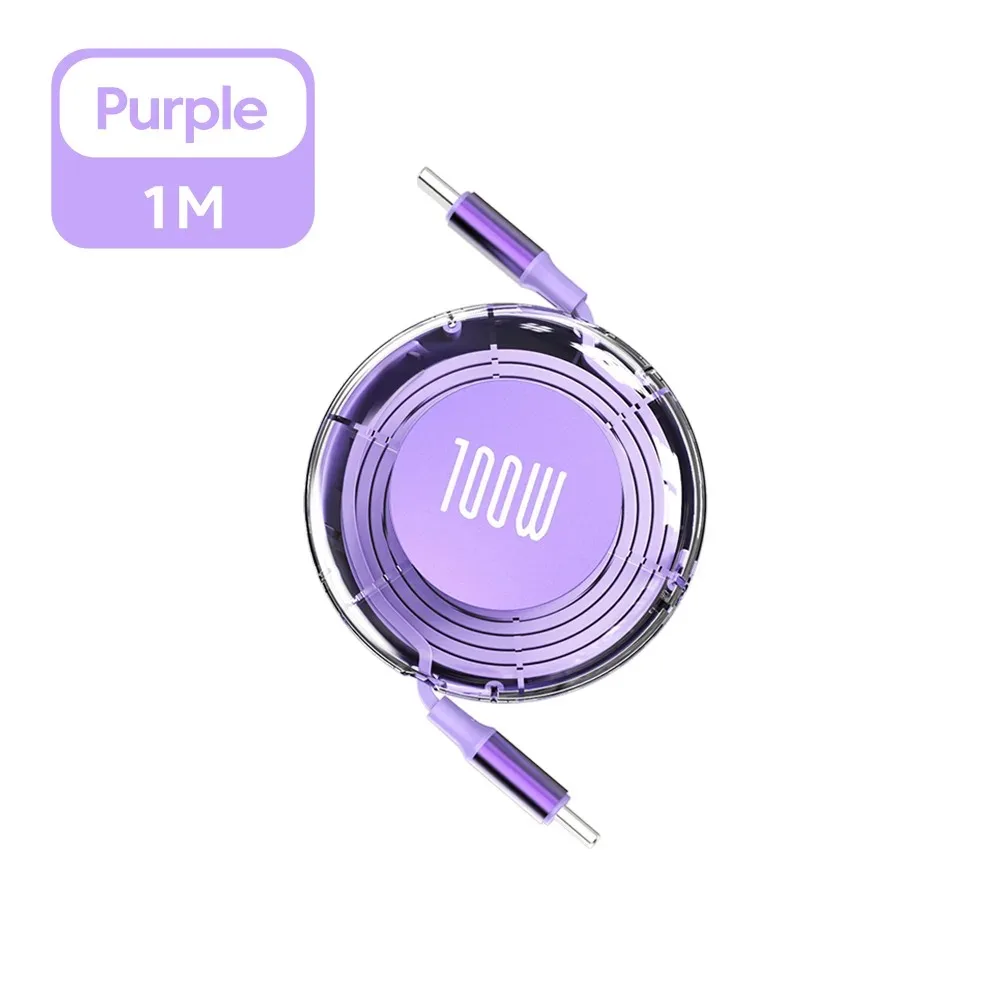 100W PD USB Type C To Type C Cable Retractable Fast Charging USB C Cable For iPhone 16 Huawei Xiaomi Samsung MacBook Data Wire/