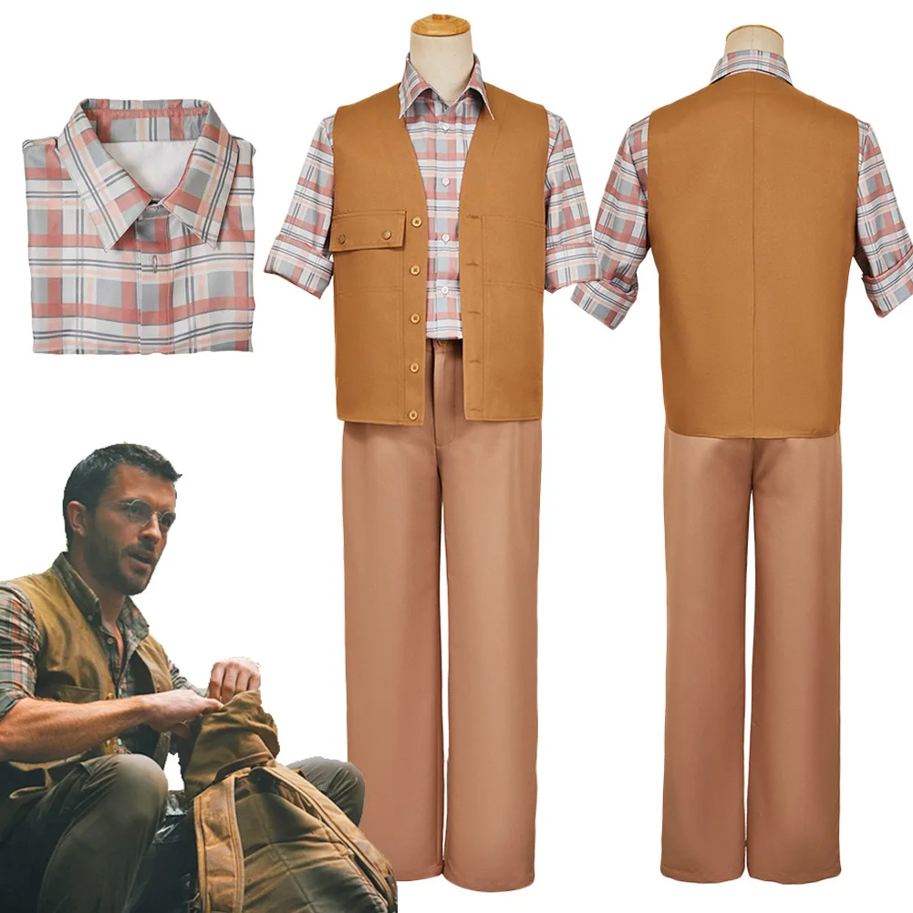 

2025 Movie Jurassic World Rebirth Cosplay Dr. Henry Loomis Top Shirt Hallowmas Costume Carnival RolePlay Suit Outfits For Male