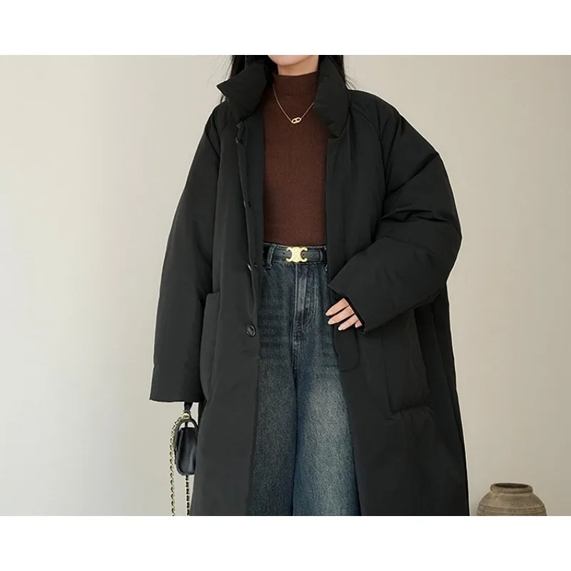 

Women's Winter Long Korean Version of Loose Quilt Padded Cotton-padded Jacket Over The Knee Coat Cotton-padded Jacket