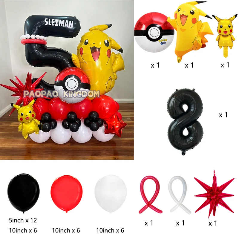 Pikachu-Themen Geburtstagsballon-Set Party-Deko Folienballons Latexballons Party-Paket – Detail 8