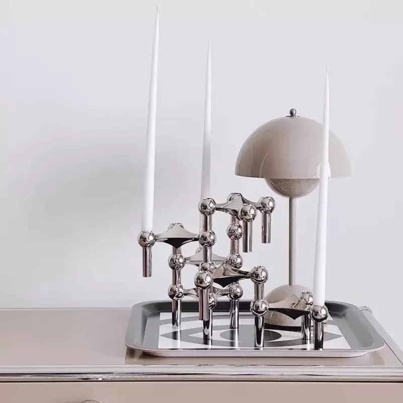 Geometry Molecular Structure Alloy Candle Holder Desktop Candelabra Ornaments Home Livingroom Table Metal Candelabra Decoration