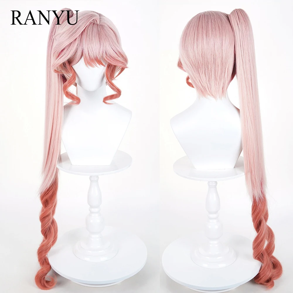 

Розовые короткие прямые парики с омбре с челкой, синтетический длинный хвост, волнистый парик, аниме-игра, косплей, пушистый для повседневной вечеринки