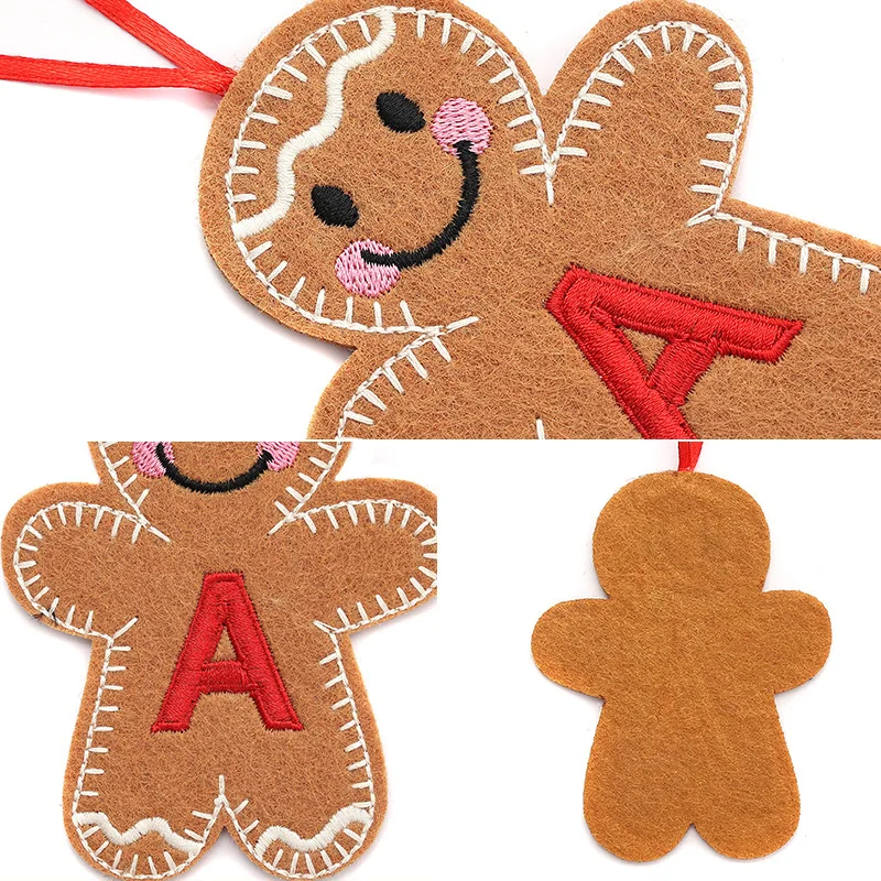 A-Z Gingerbread Man Doll Christmas Decoration Pendants Xmas Tree Hanging Ornament Christmas for Home New Year Kids Gift