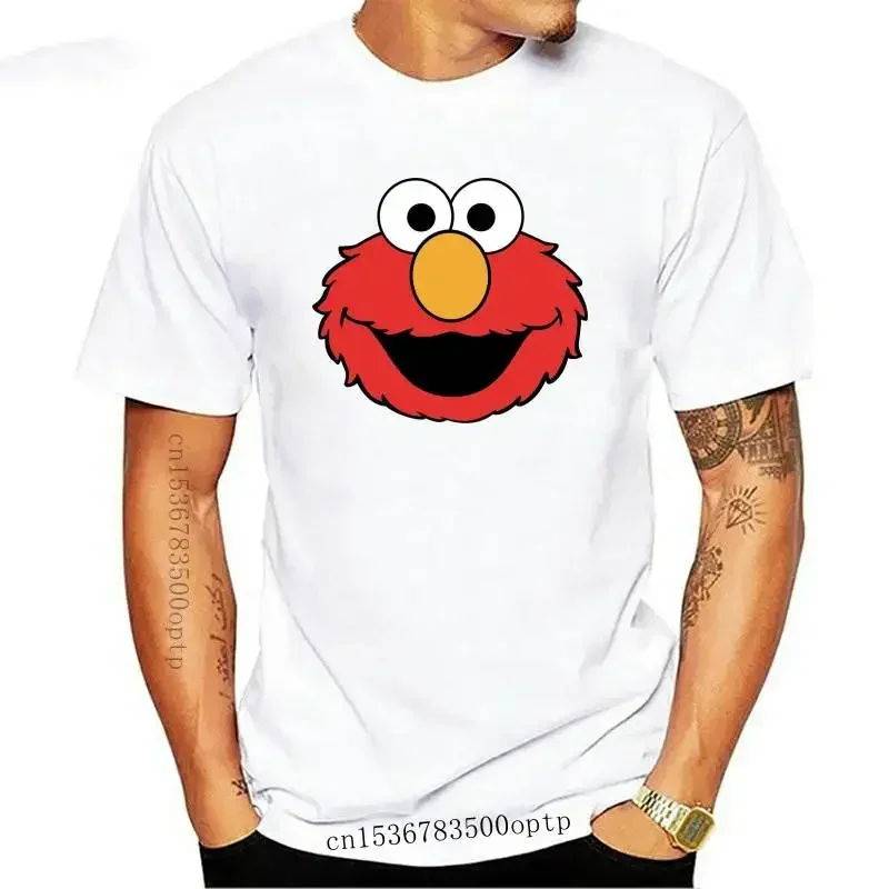 Nueva camiseta divertida para hombre Sesam Street Elmo Face 2024, regalo de broma
